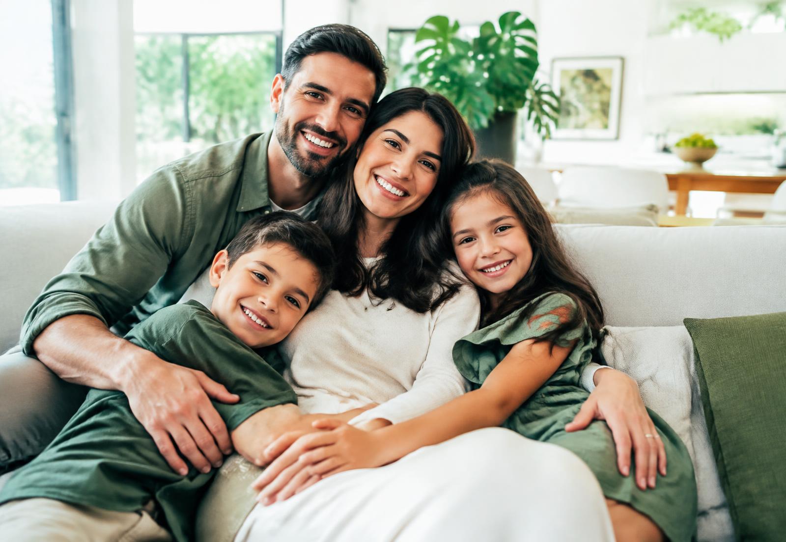 Família protegida e tranquila em casa